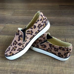 Restricted faux suede leopard slip on sneakers